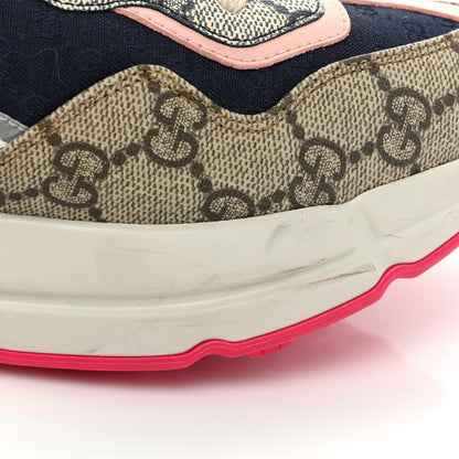 Gucci GG Supreme Monogram Mix Monogram Womens Rhyton Sneakers 39.5 London Blue Beige Pale Pink 13 of 17