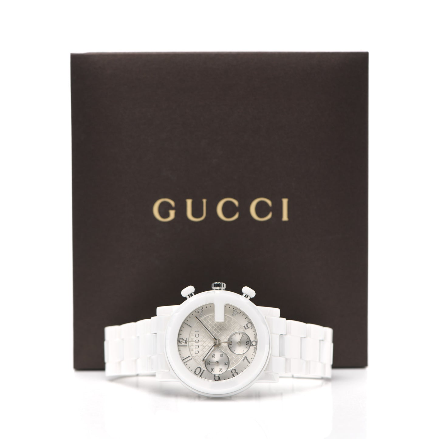 Stainless Steel Ceramic 38mm G-Chrono Chronograph Quartz Watch White