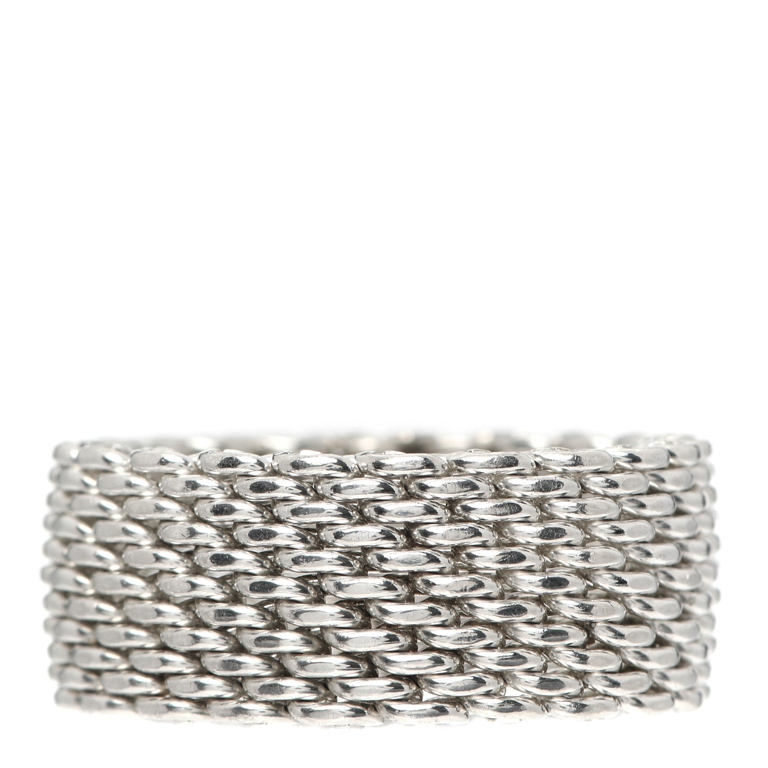 Tiffany Sterling Silver Somerset Mesh Ring 58 8.25 1 of 3