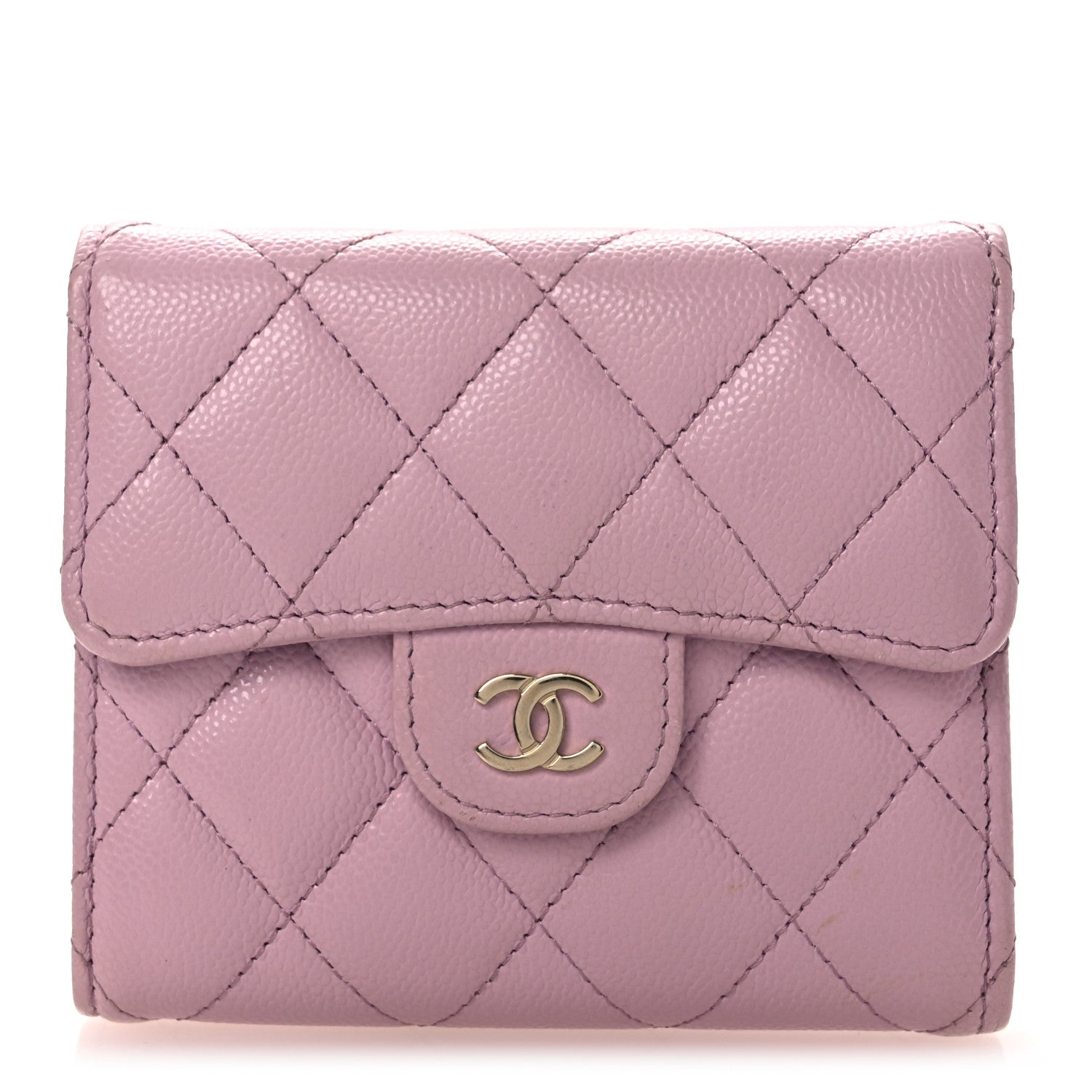 Chanel Caviar Quilted Compact Flap Wallet Light Pink 1 of 12