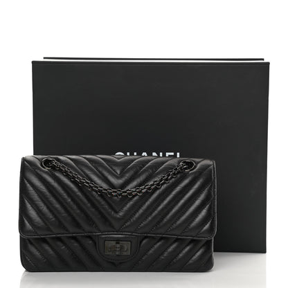 Chanel Aged Calfskin Chevron Quilted 2.55 Reissue 225 Flap So Black 14 of 14