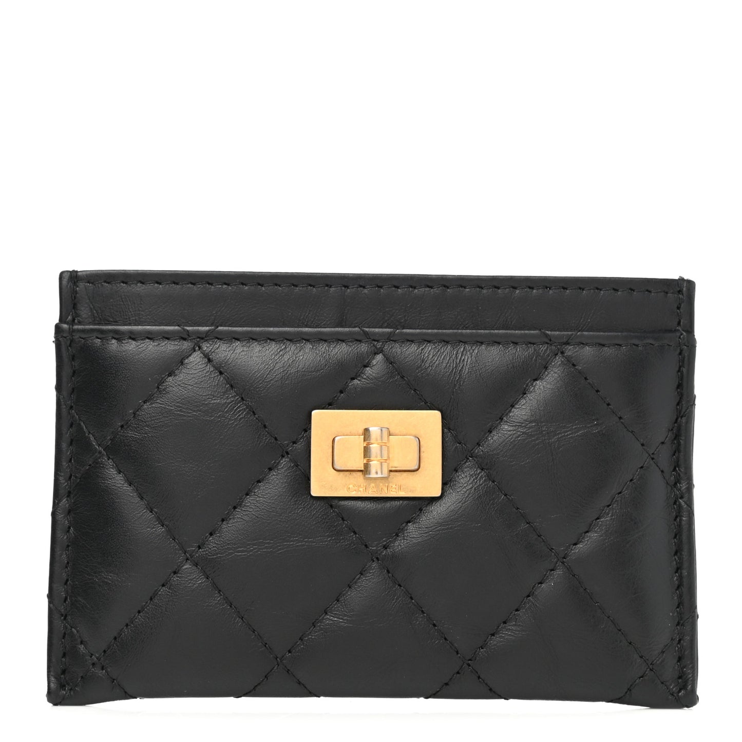 Aged Calfskin Quilted Reissue Card Holder Black