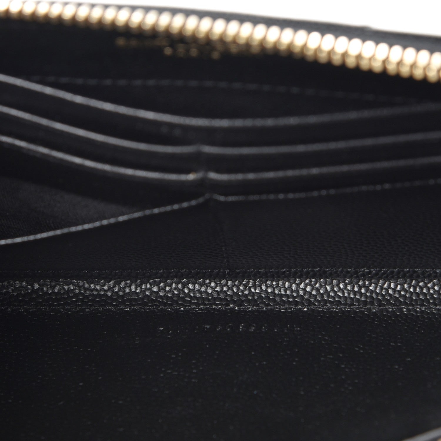 Saint Laurent Grain De Poudre Matelasse Chevron Monogram Zip Around Wallet Black 7 of 7