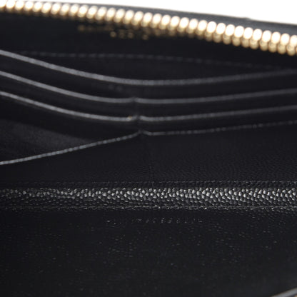 Saint Laurent Grain De Poudre Matelasse Chevron Monogram Zip Around Wallet Black 7 of 7