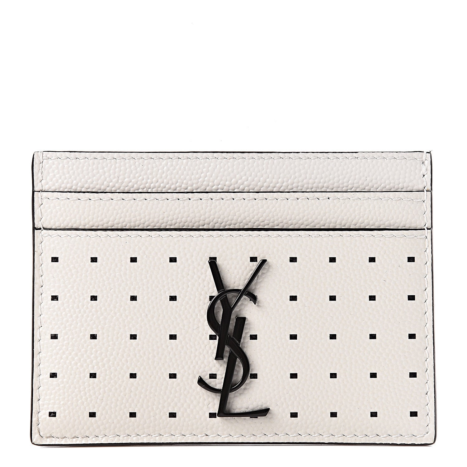 Saint Laurent Grain De Poudre Geo Print Card Case White Black 1 of 8