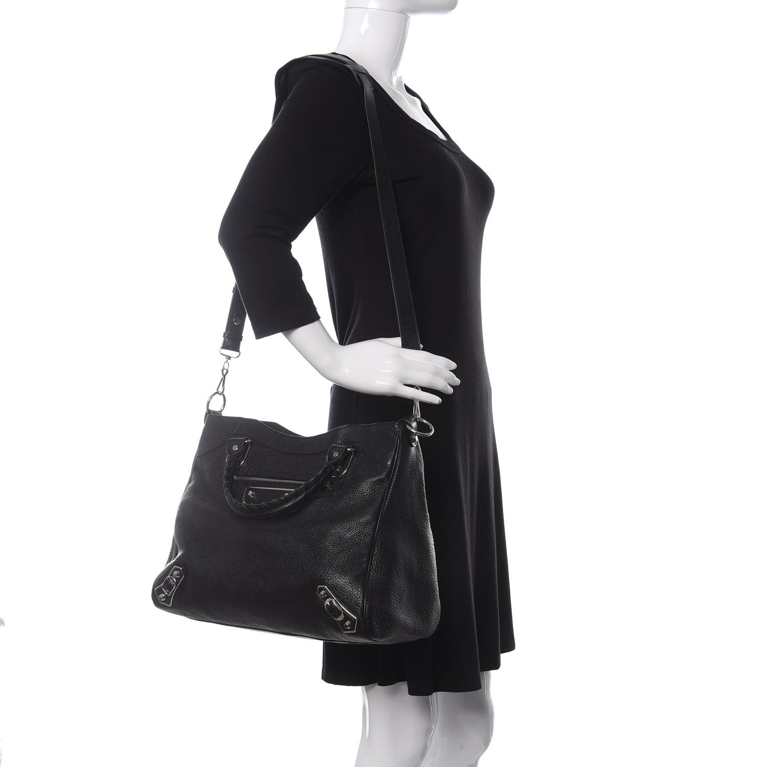 Balenciaga Chevre Silver Metallic Edge Hardware Velo Black 3 of 10