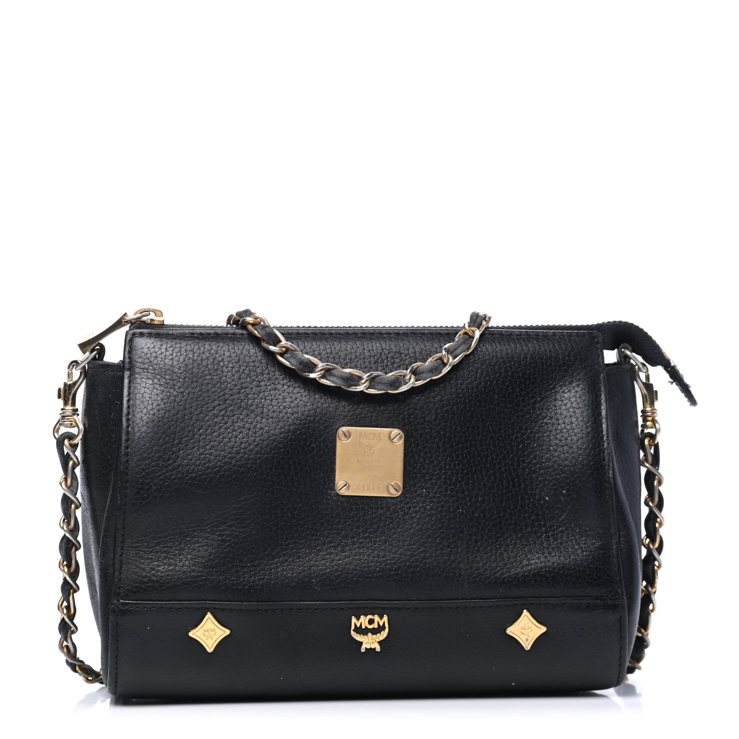 MCM Grained Calfskin Studded Crossbody Black 1 of 6