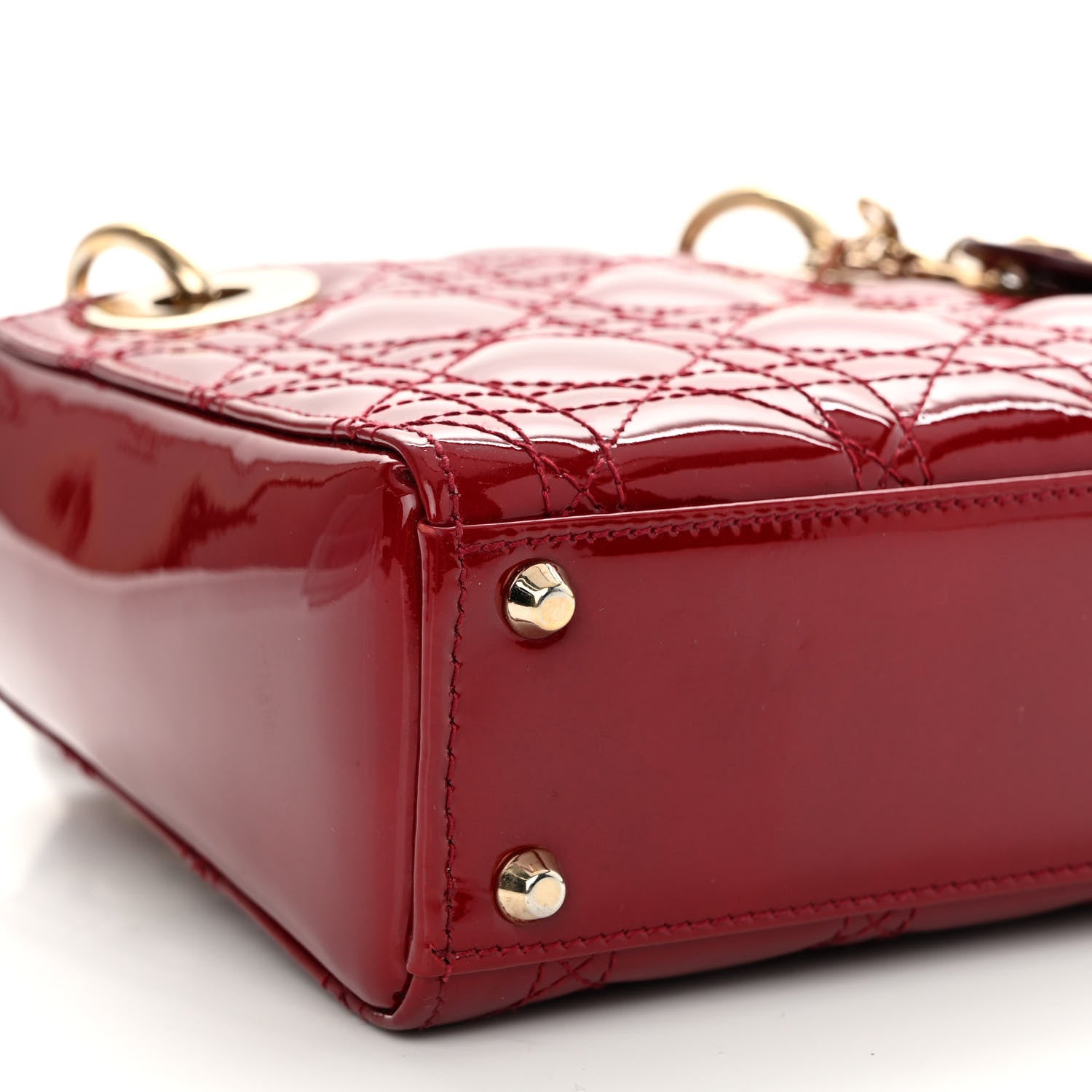 Christian Dior Patent Cannage Mini Lady Dior Red 9 of 11