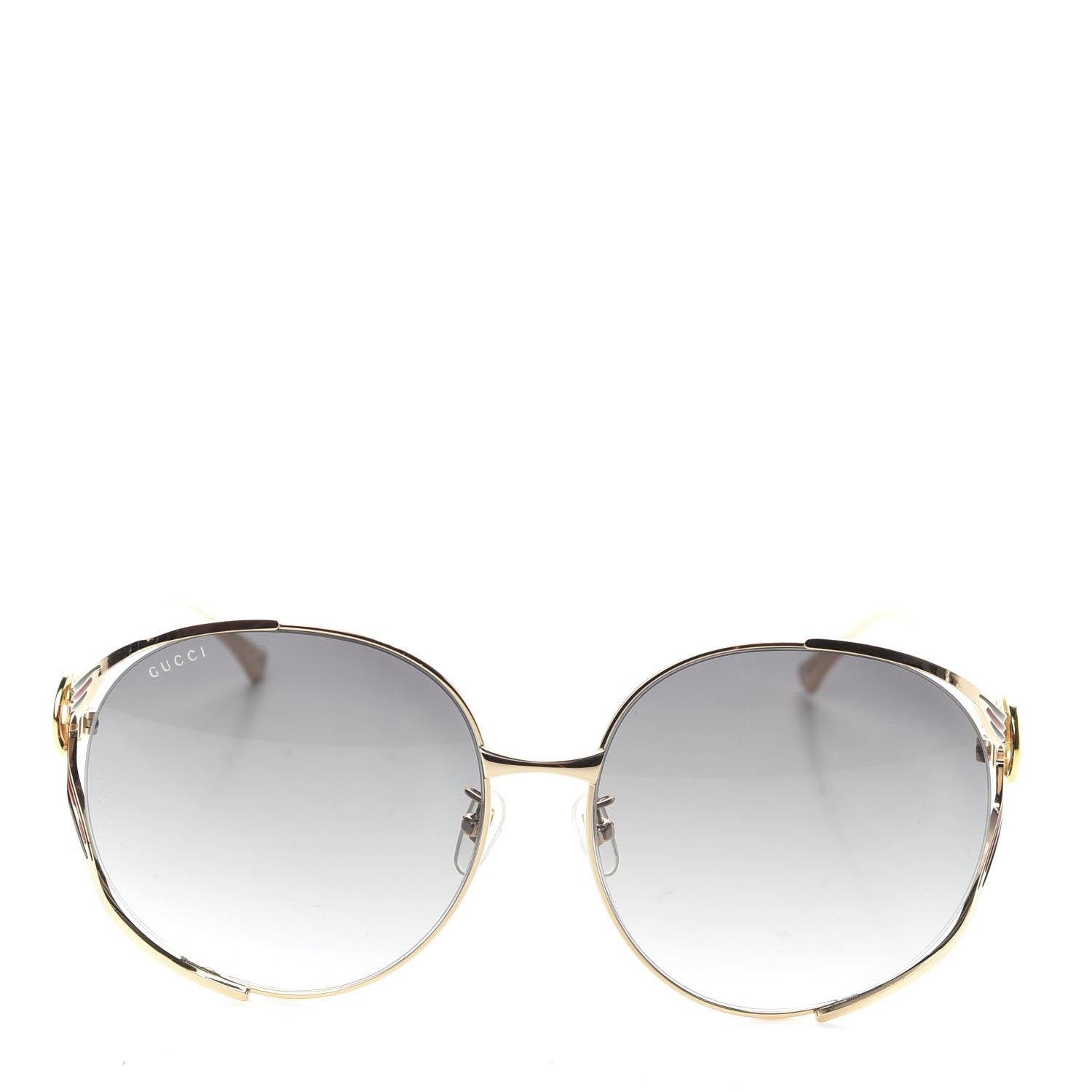 Gucci Metal Oversized Round Frame GG0225S Sunglasses Gold 2 of 8