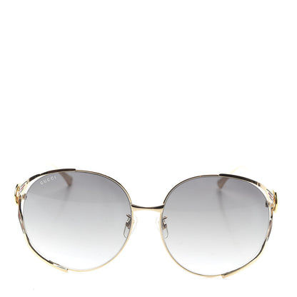 Gucci Metal Oversized Round Frame GG0225S Sunglasses Gold 2 of 8