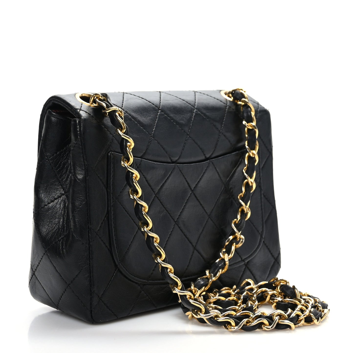 Lambskin Quilted Mini Square Flap Bag Black