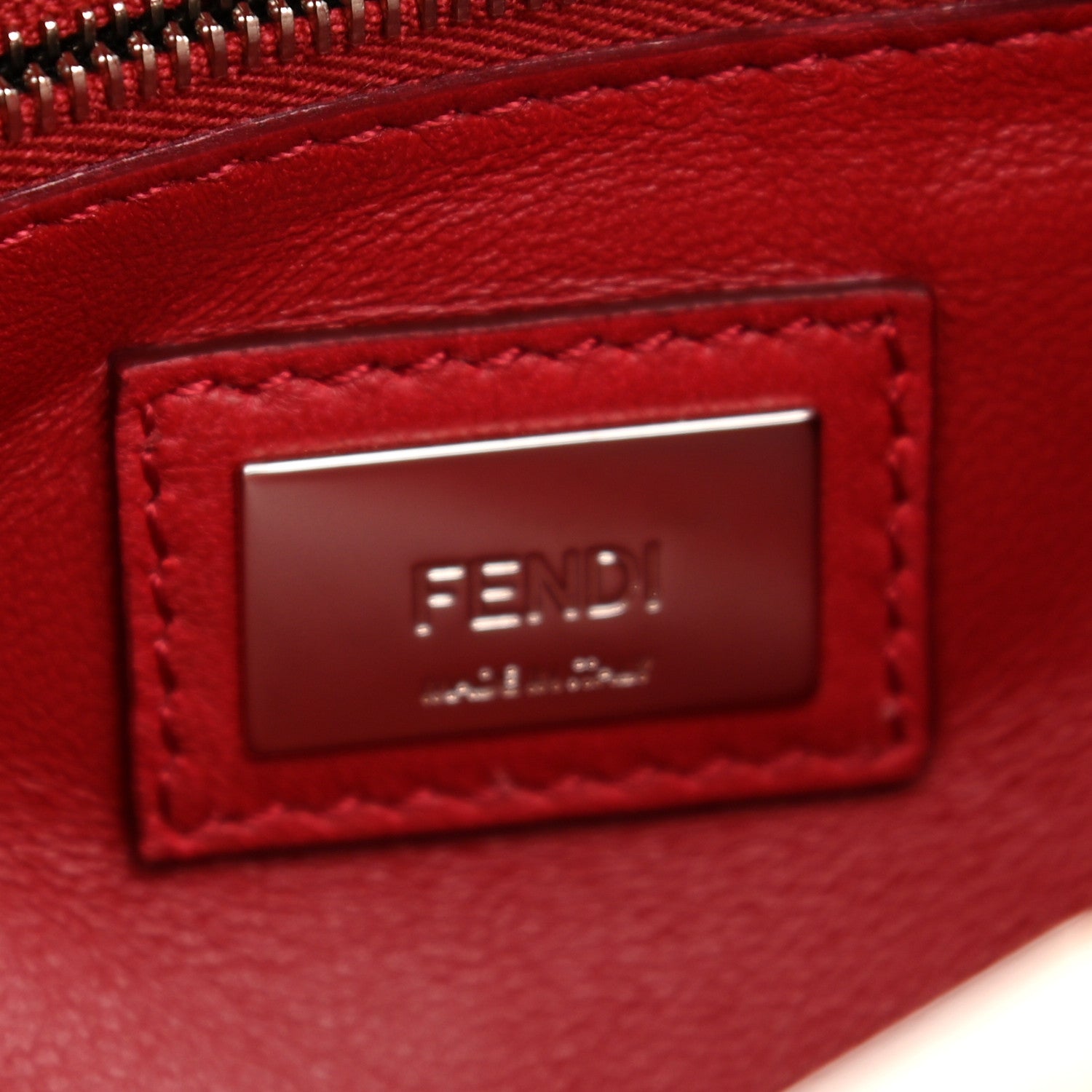 Fendi Crocodile Mini Peekaboo Iconic Satchel Beige Red 7 of 11