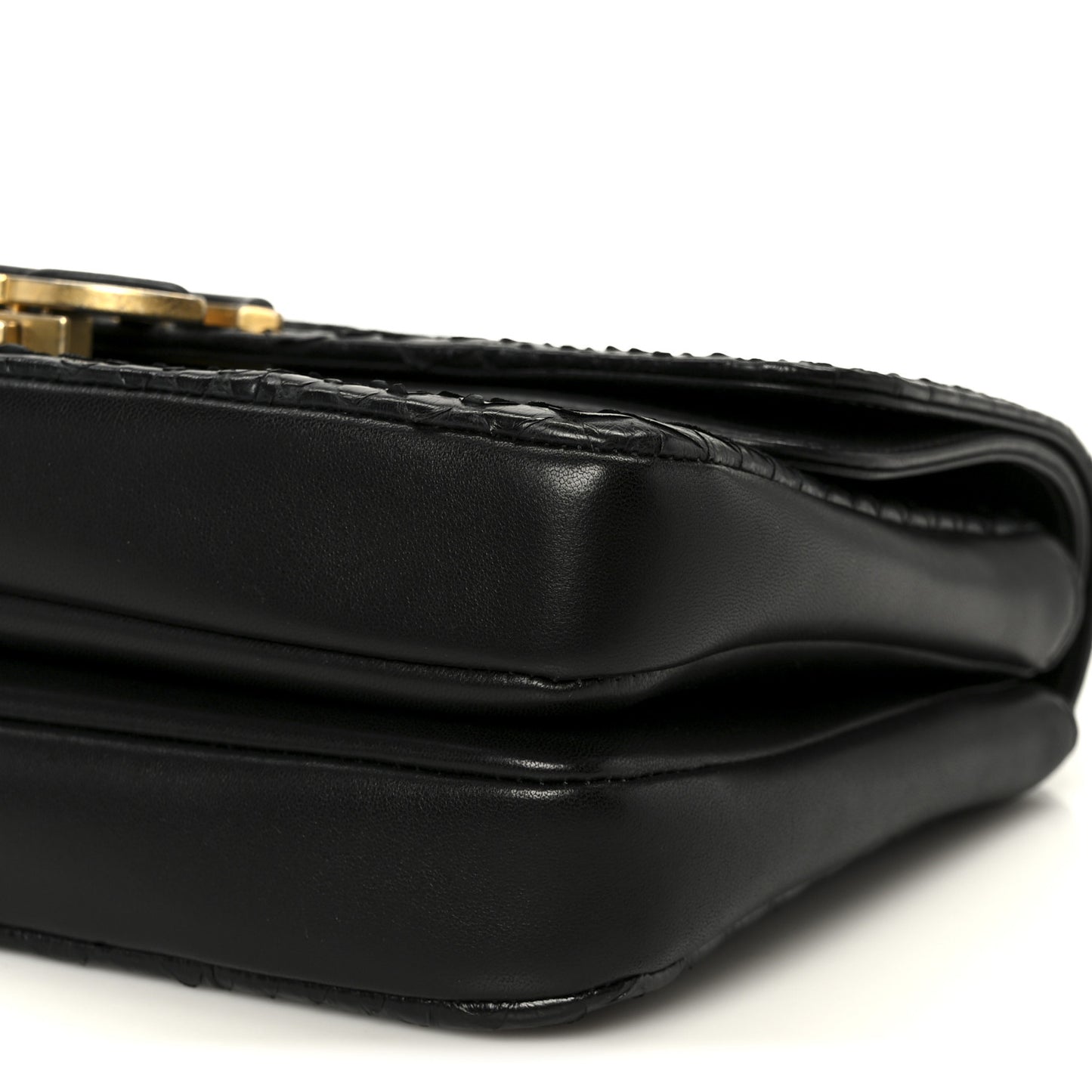 Snakeskin Large CC Chic Flap Black