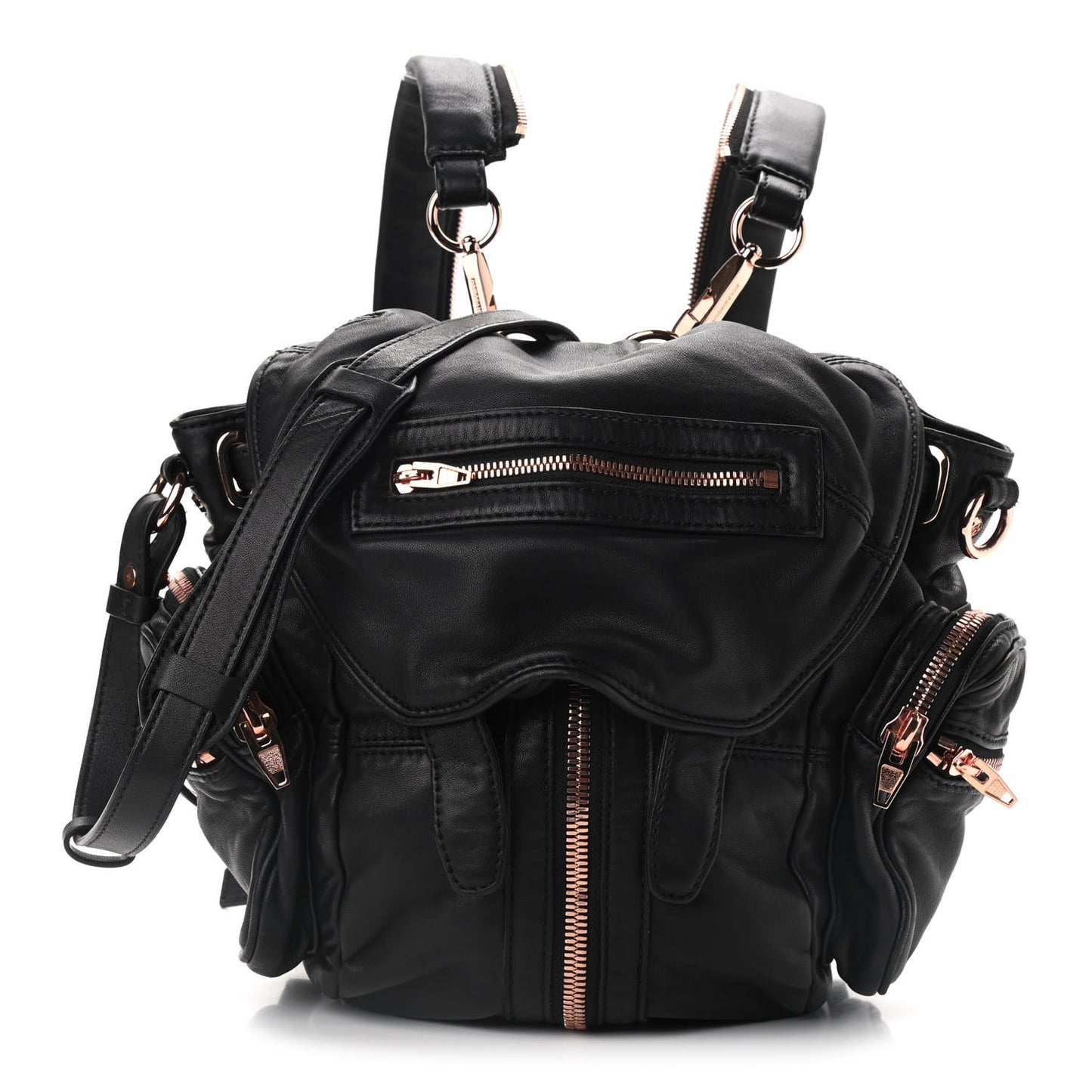 Lambskin Marti Backpack Washed Black Rose Gold Hardware