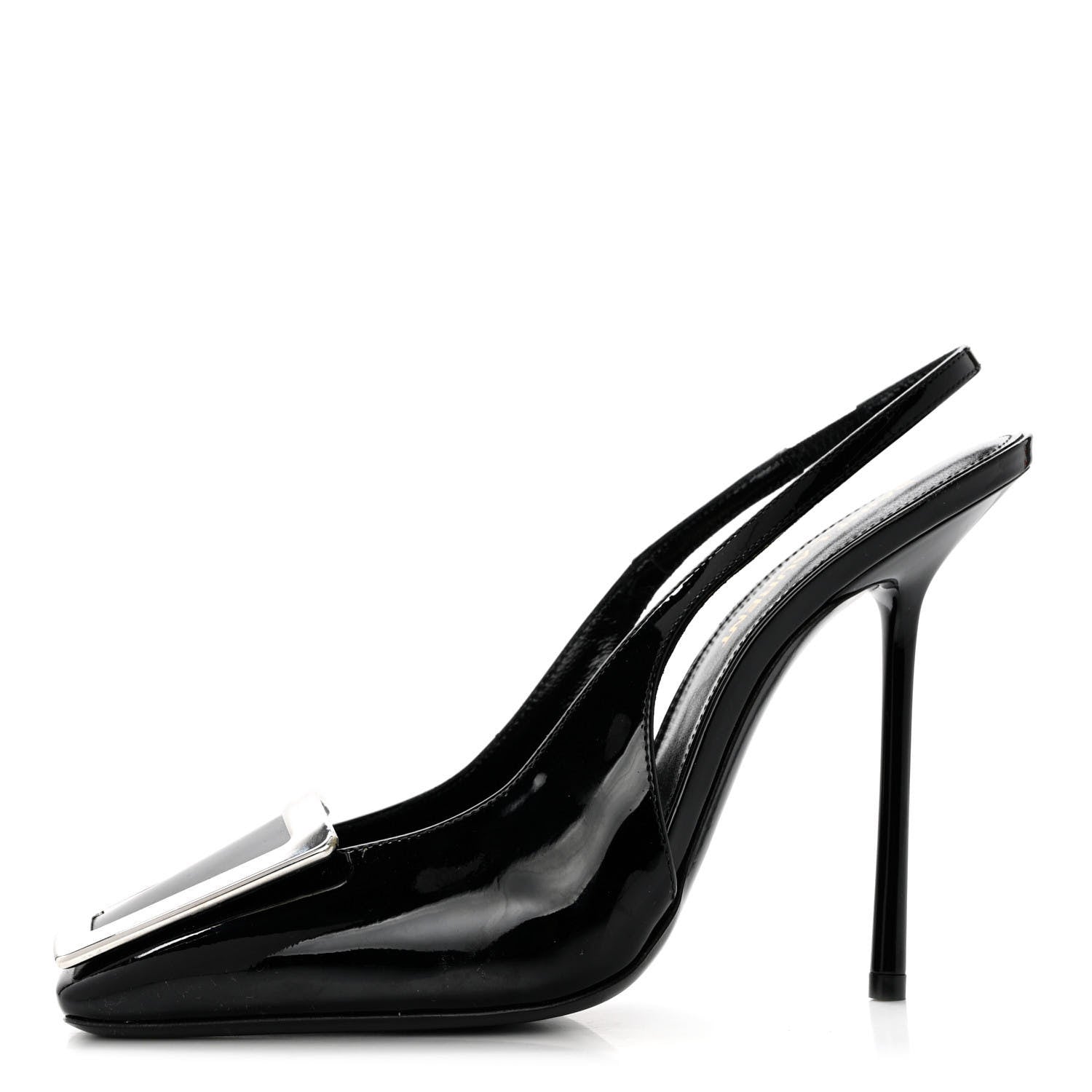 Saint Laurent Patent Maxine 115mm Slingback Pumps 37.5 Black 1 of 8