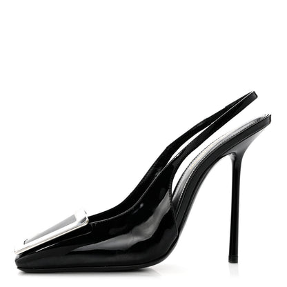 Saint Laurent Patent Maxine 115mm Slingback Pumps 37.5 Black 1 of 8