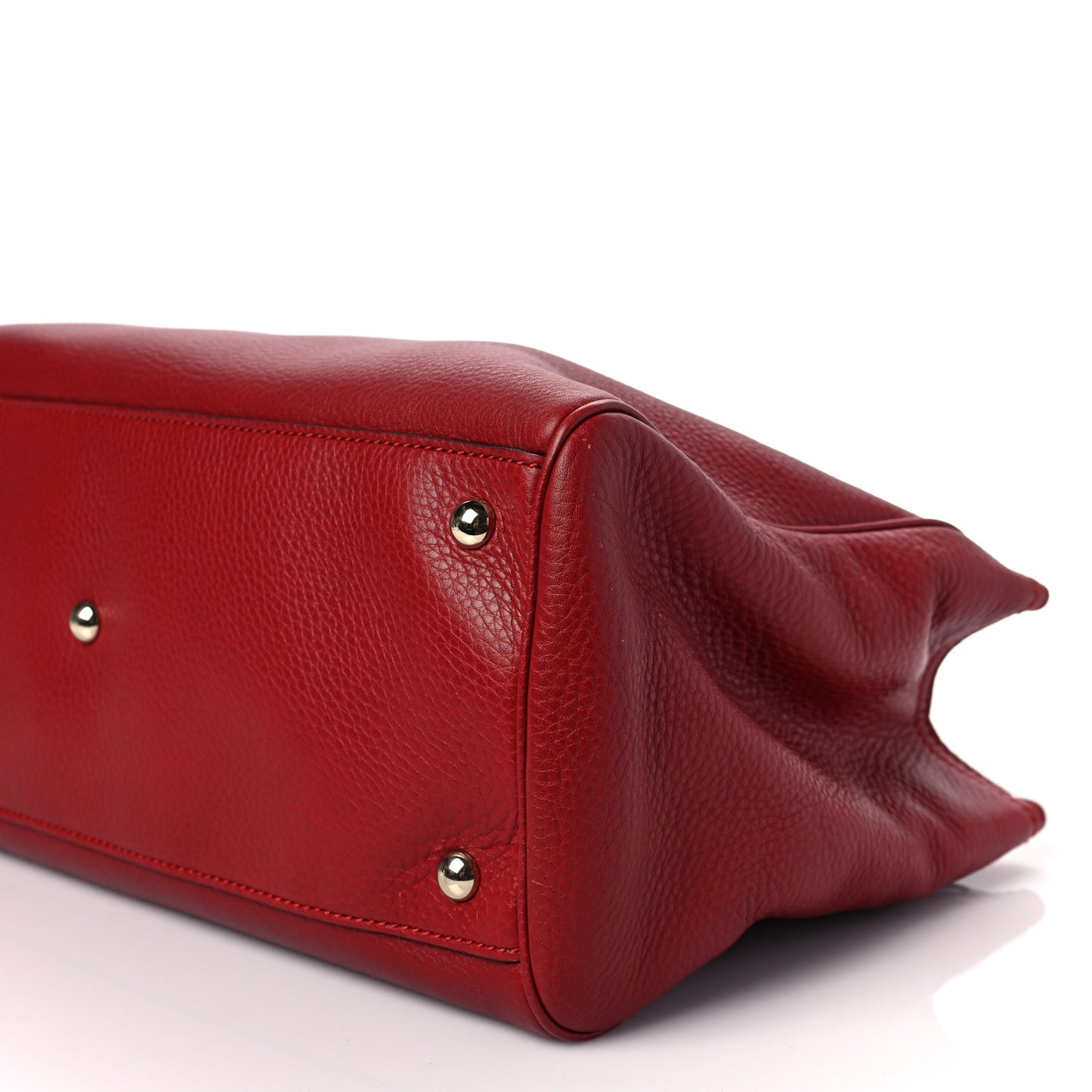 Pebbled Calfskin Medium Bamboo Shopper Tote Red