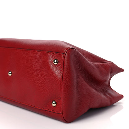 Gucci Pebbled Calfskin Medium Bamboo Shopper Tote Red 5 of 8