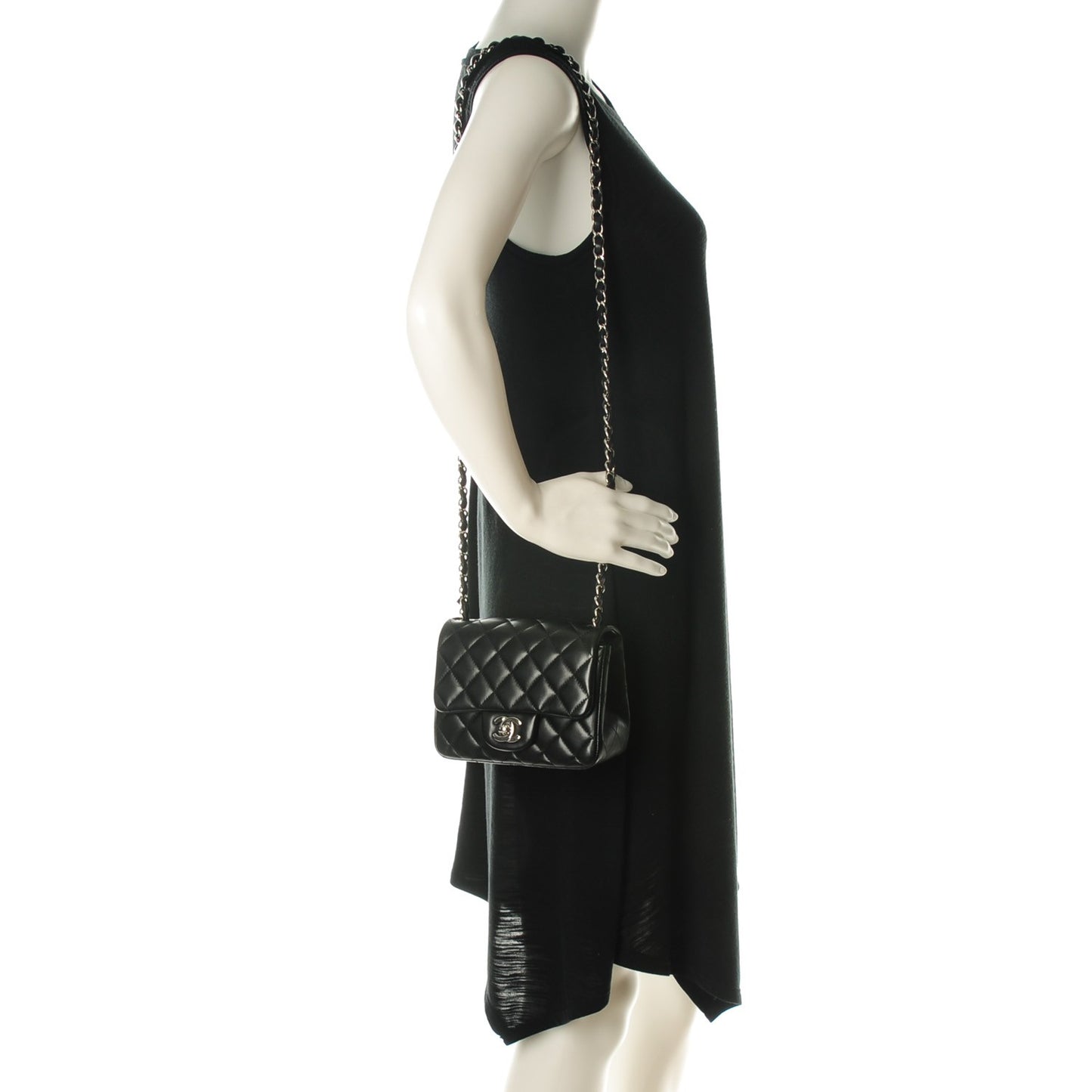 Lambskin Quilted Mini Square Flap Black
