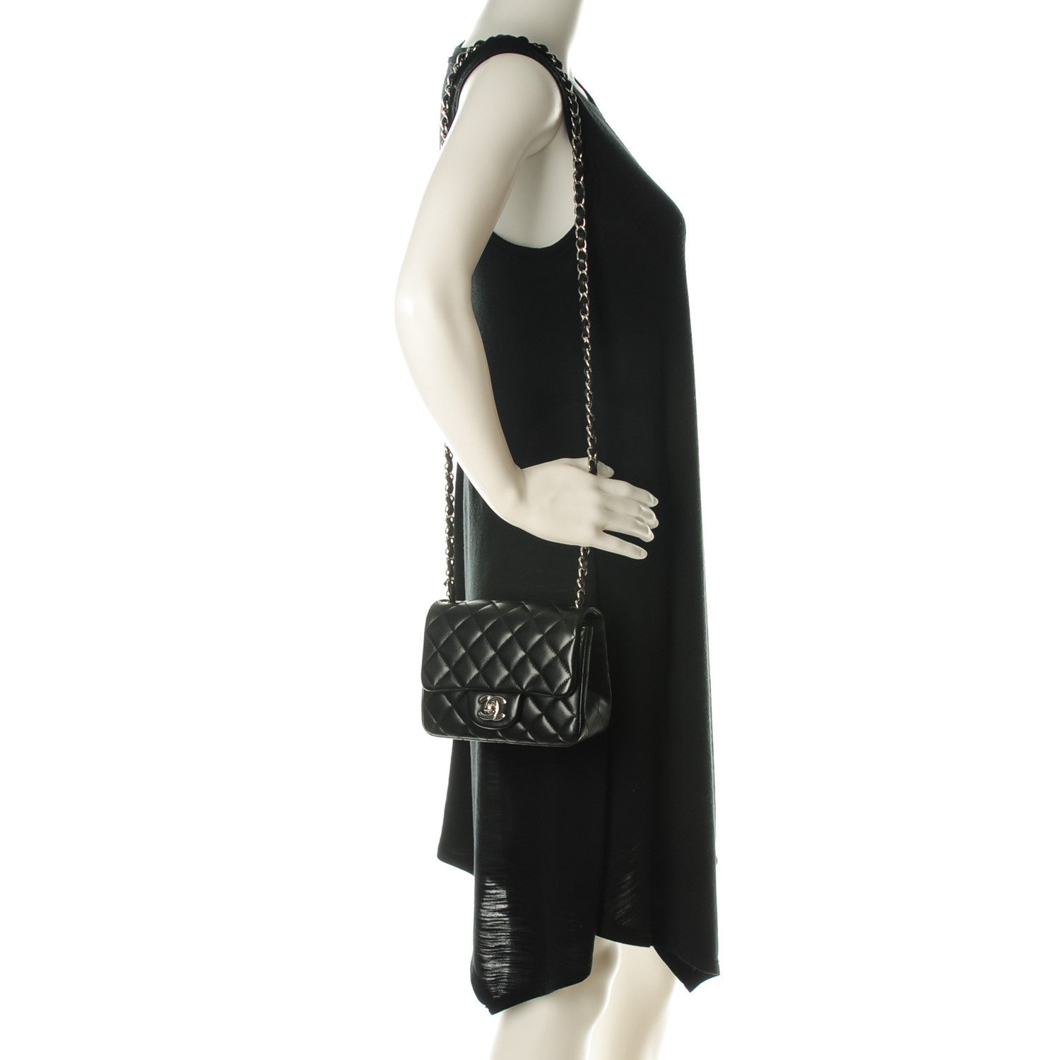 Chanel Lambskin Quilted Mini Square Flap Black 2 of 7