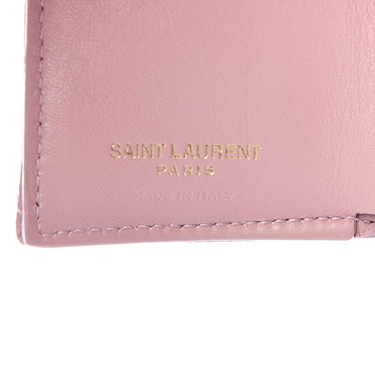 Saint Laurent Grain De Poudre Matelasse Chevron Monogram Tiny Wallet Tender Pink 6 of 8