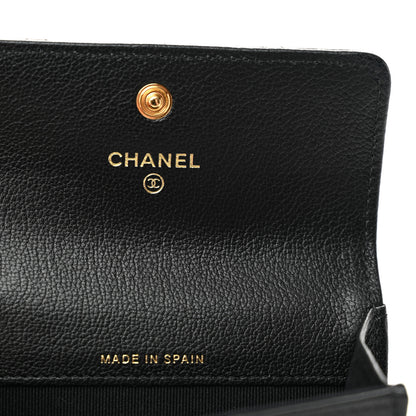 Chanel Goatskin Quilted Flap Card Holder Wallet Black 6 of 9