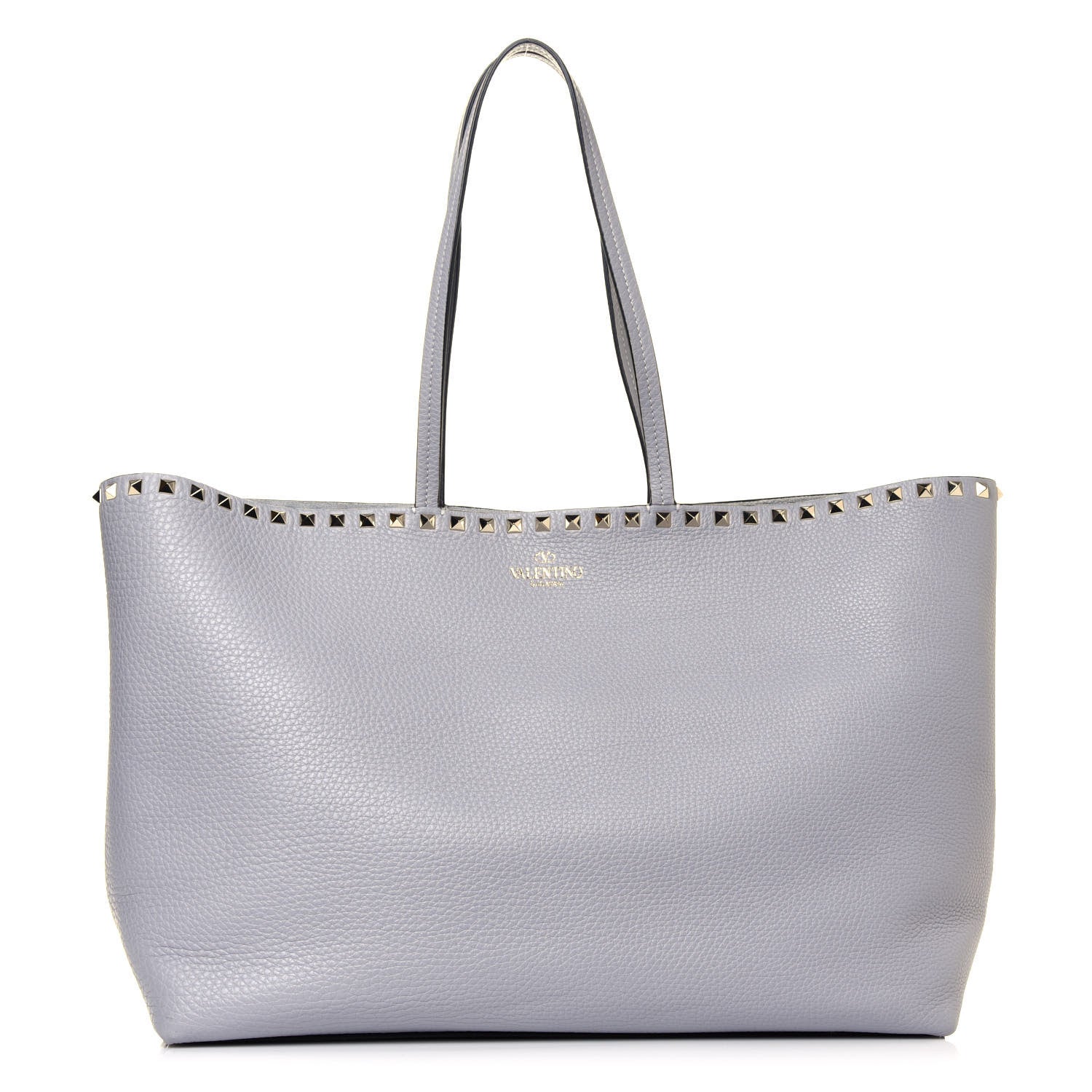 Valentino Garavani Grained Calfskin Rockstud Shoulder Tote Pastel Grey 1 of 11