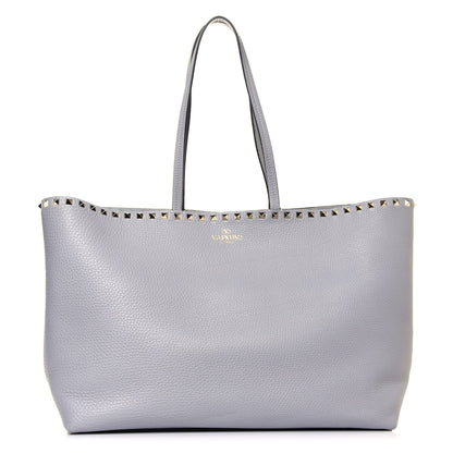 Valentino Garavani Grained Calfskin Rockstud Shoulder Tote Pastel Grey 1 of 11