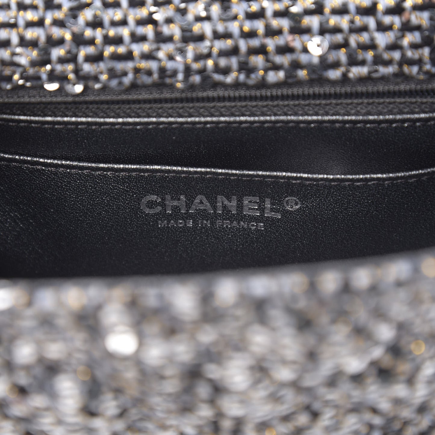 Tweed Quilted 2.55 Reissue Mini Flap Silver Black Gold
