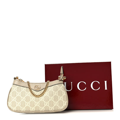Gucci GG Supreme Monogram Textured Dollar Calfskin Web Mini Ophidia GG Handbag Beige Mystic White Oatmeal 11 of 11