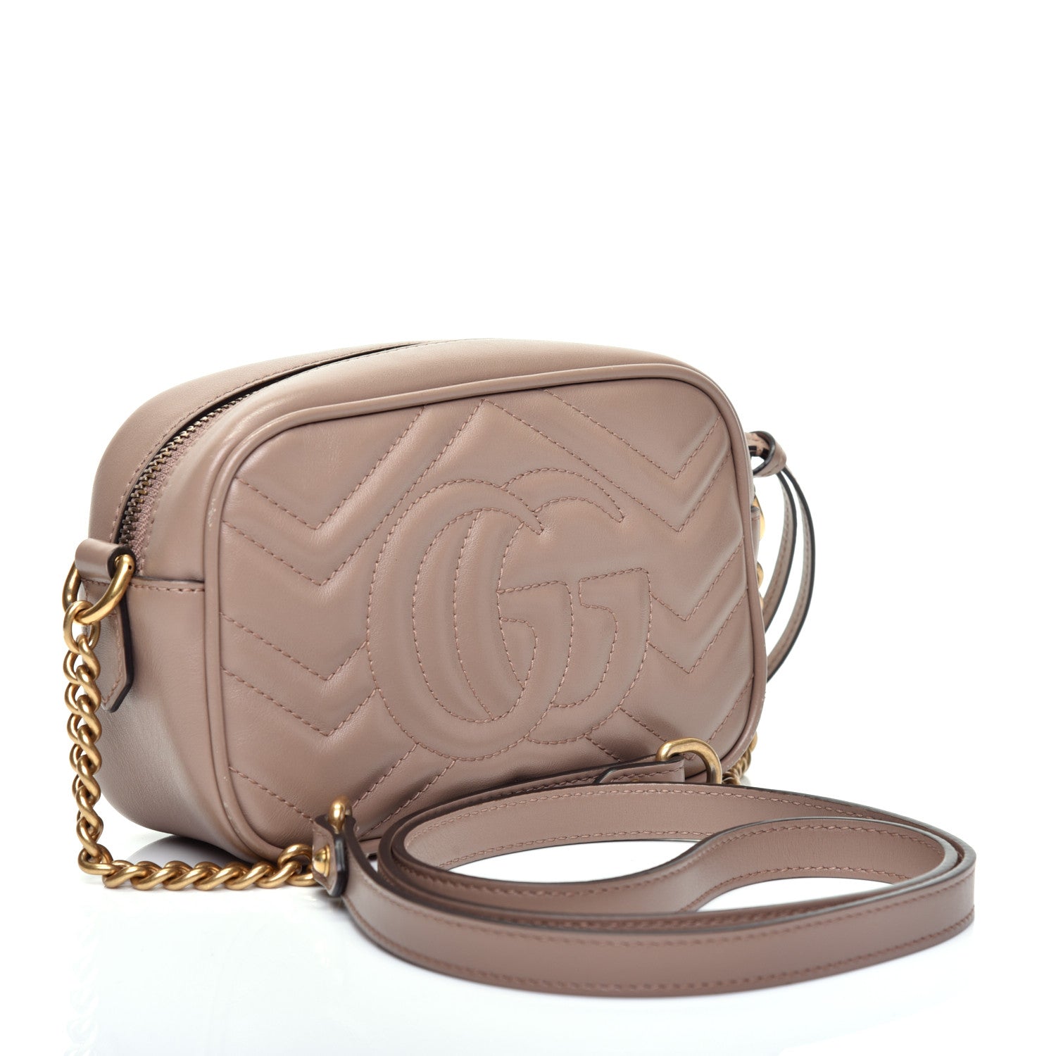 Gucci Calfskin Matelasse Mini GG Marmont Chain Shoulder Bag Porcelain Rose 3 of 13