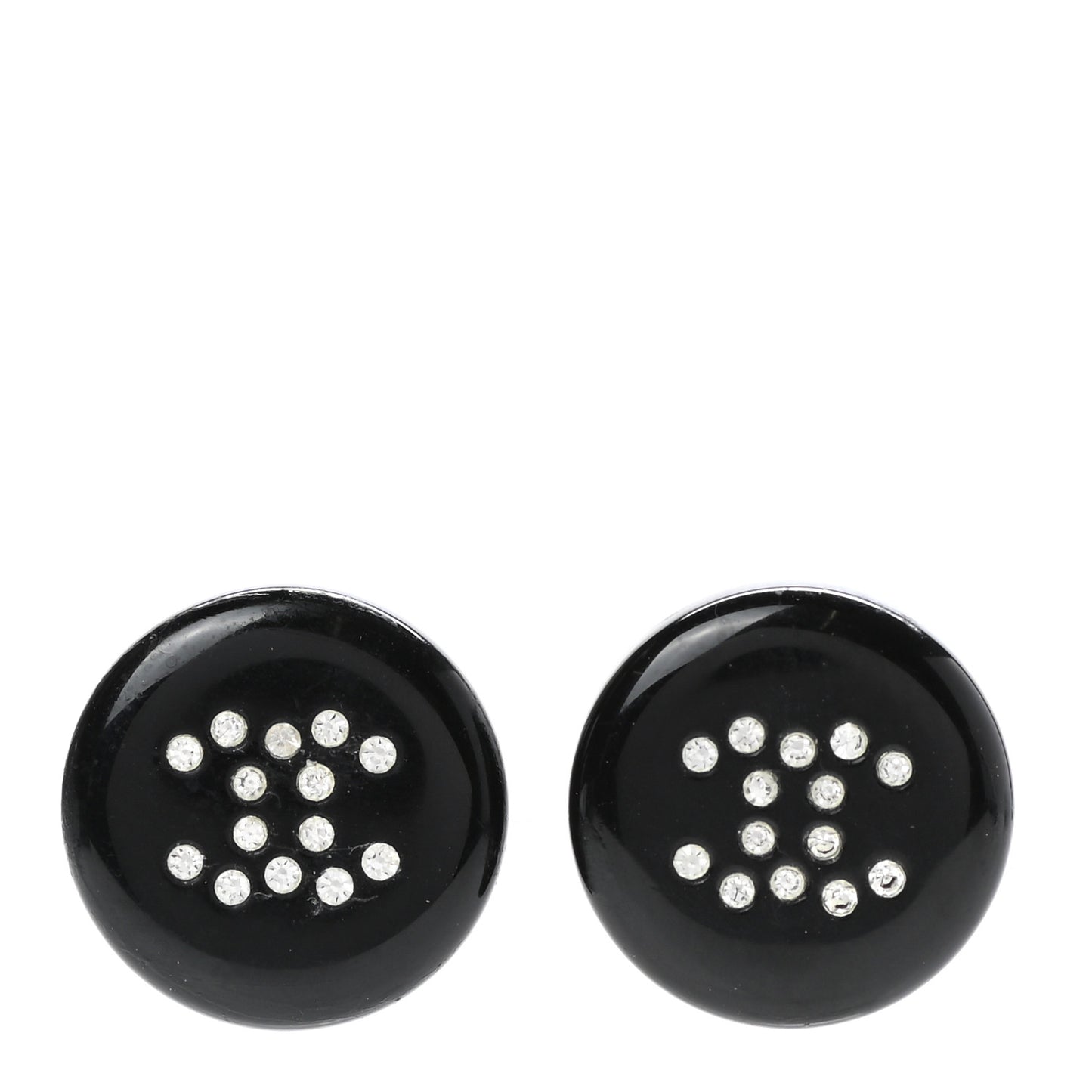 Resin Crystal CC Earrings Black