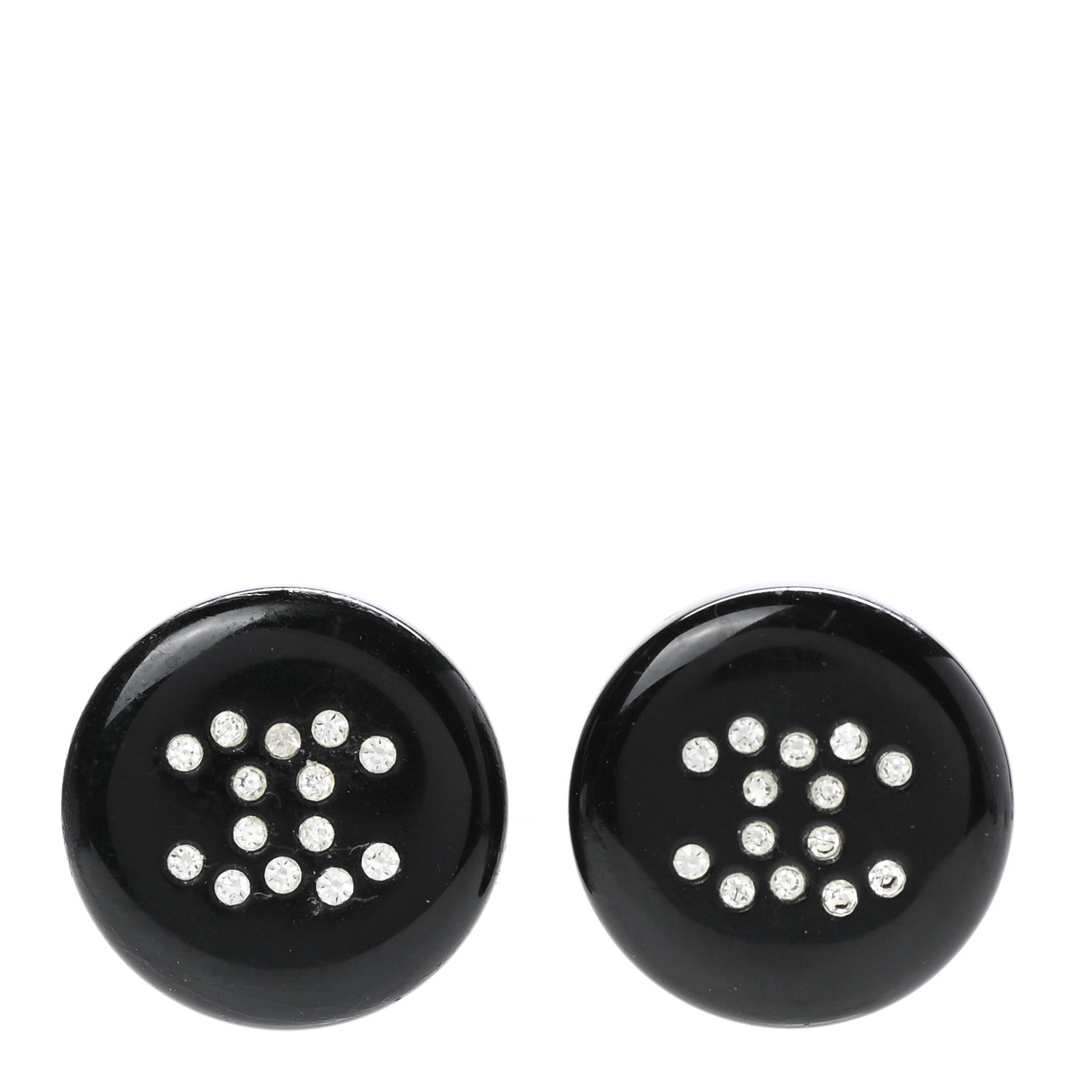 Chanel Resin Crystal CC Earrings Black 1 of 4