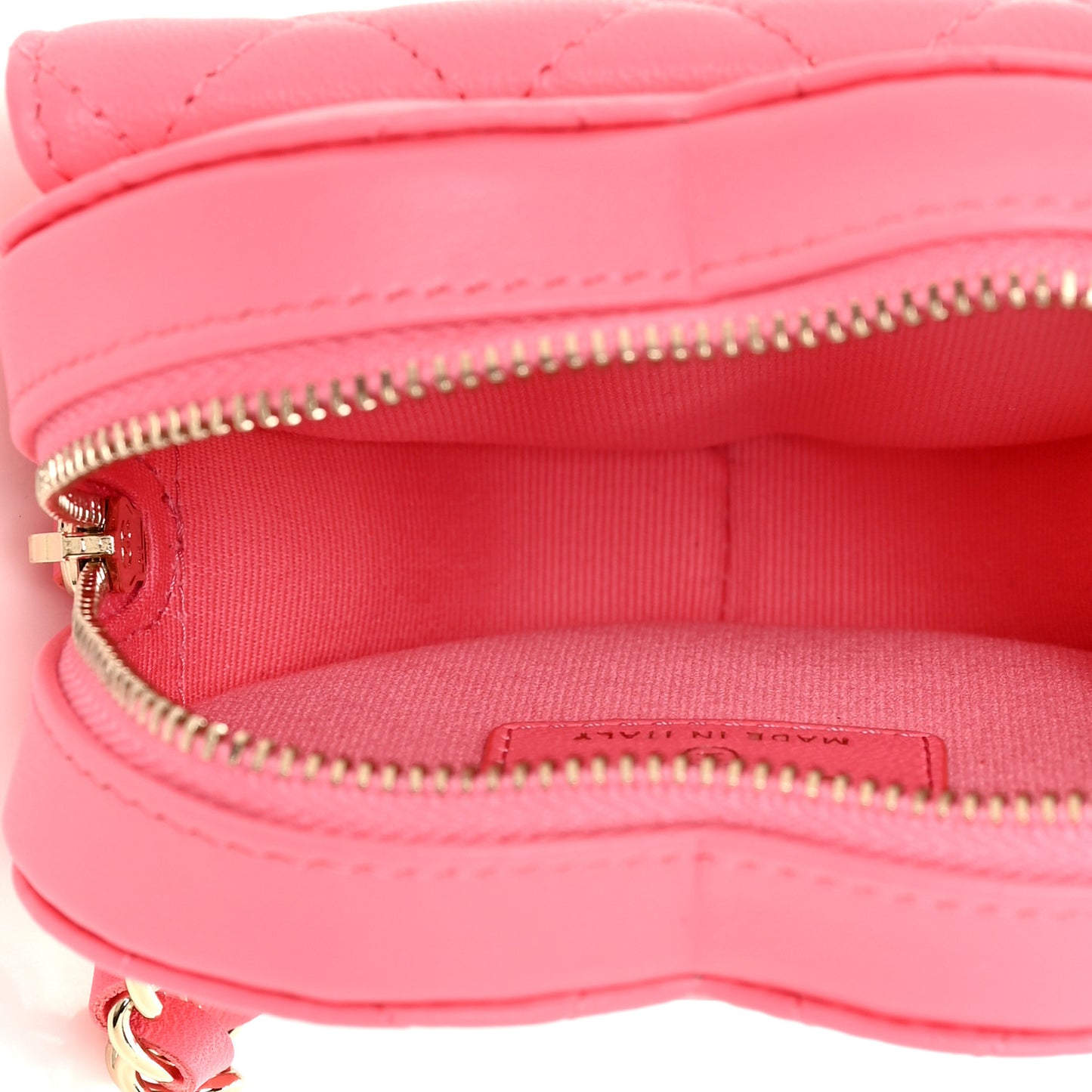 Lambskin Quilted CC In Love Heart Waist Belt Bag With Chain Pink