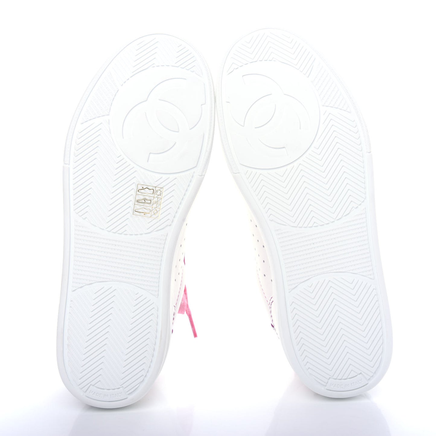 Calfskin Womens Logo Sneakers 37.5 White Pink