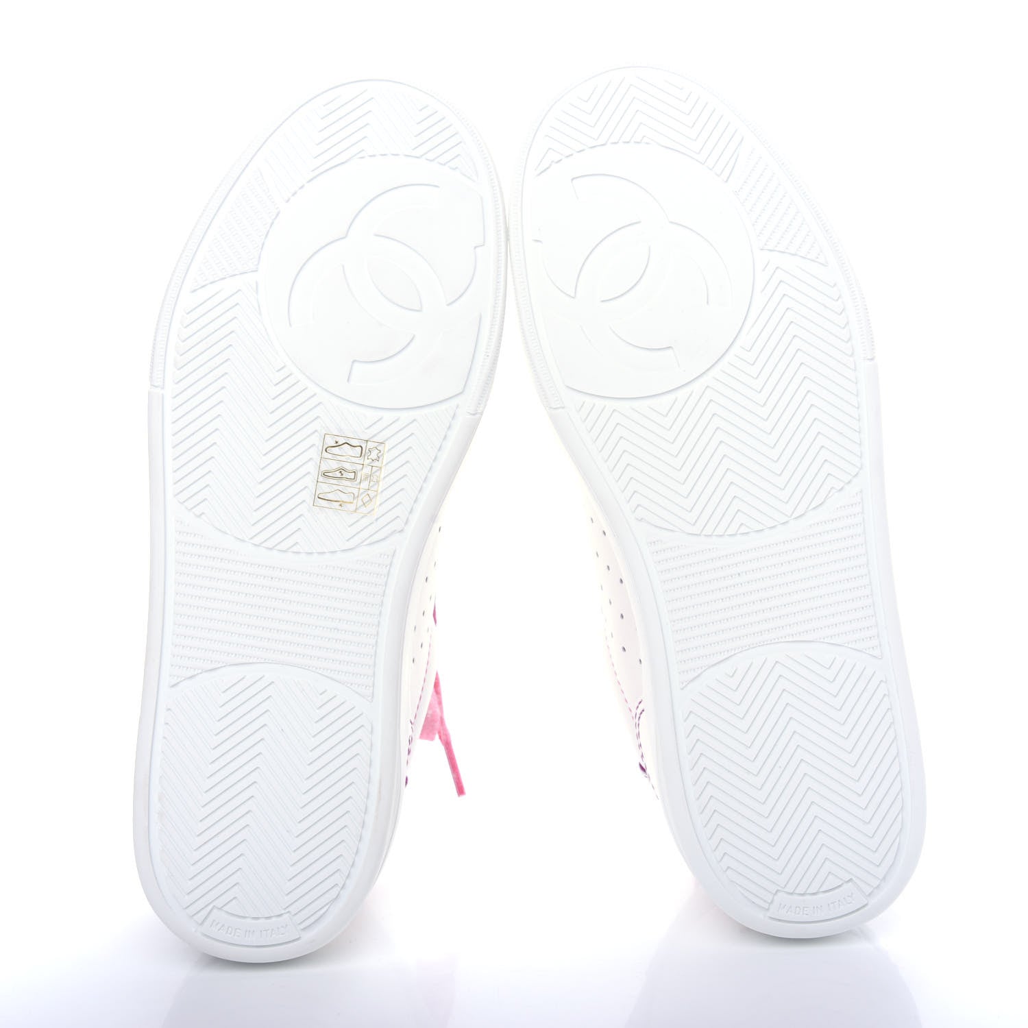 Chanel Calfskin Womens Logo Sneakers 37.5 White Pink 6 of 11