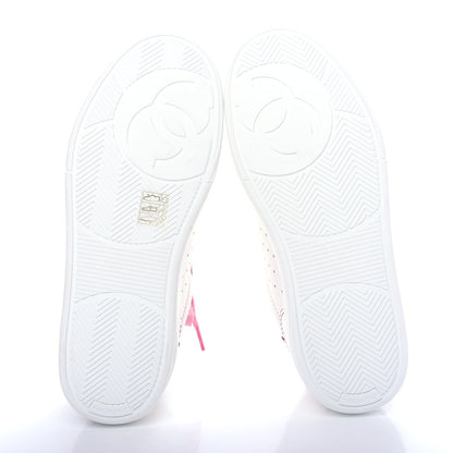 Chanel Calfskin Womens Logo Sneakers 37.5 White Pink 6 of 11