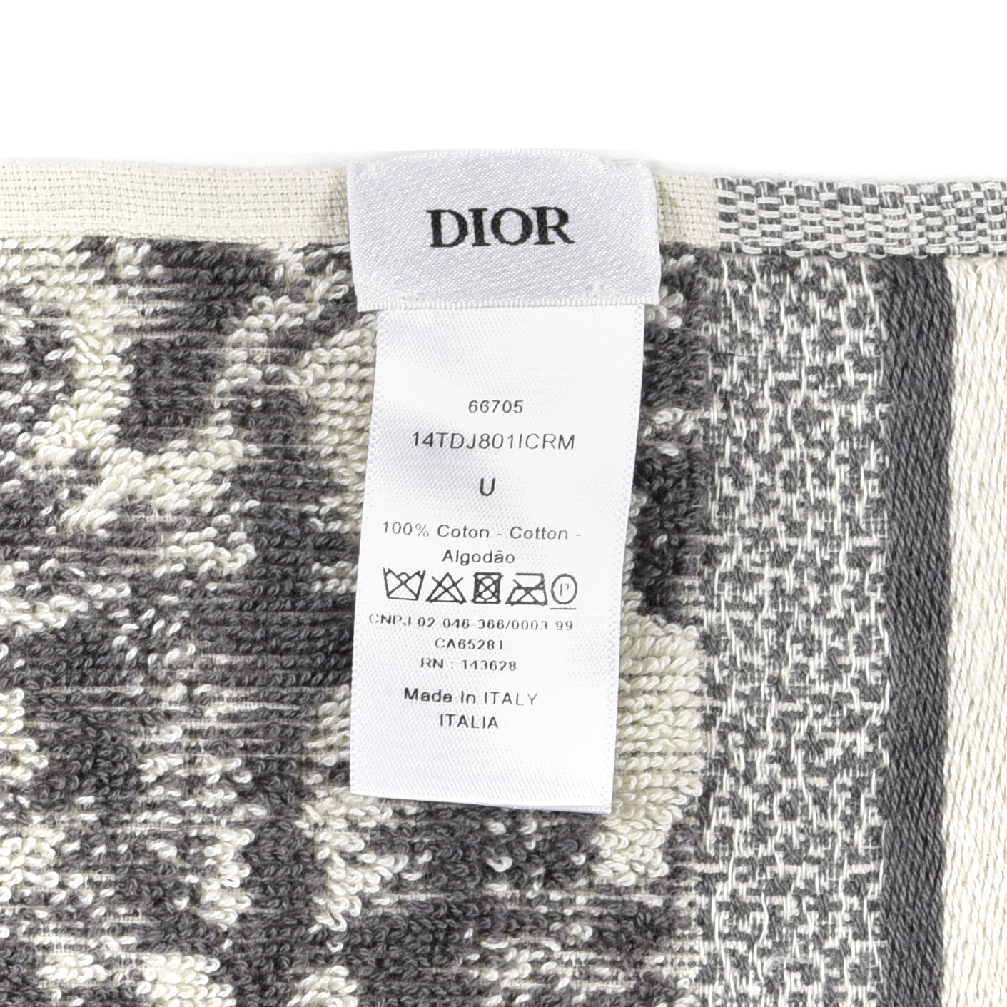 Cotton Toile De Jouy Reverse Towel Grey Ivory