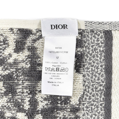 Christian Dior Cotton Toile De Jouy Reverse Towel Grey Ivory 5 of 5