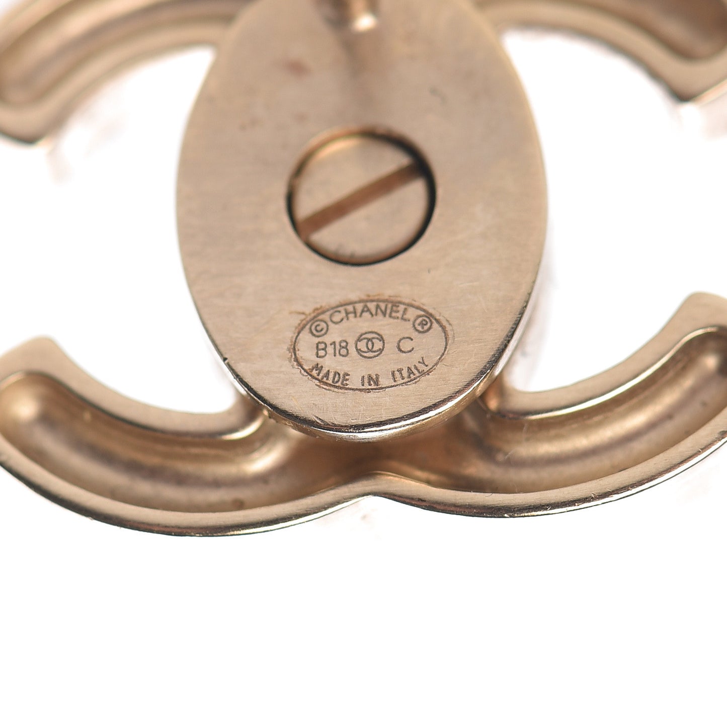 Metal CC Turnlock Interchangeable Earrings Gold
