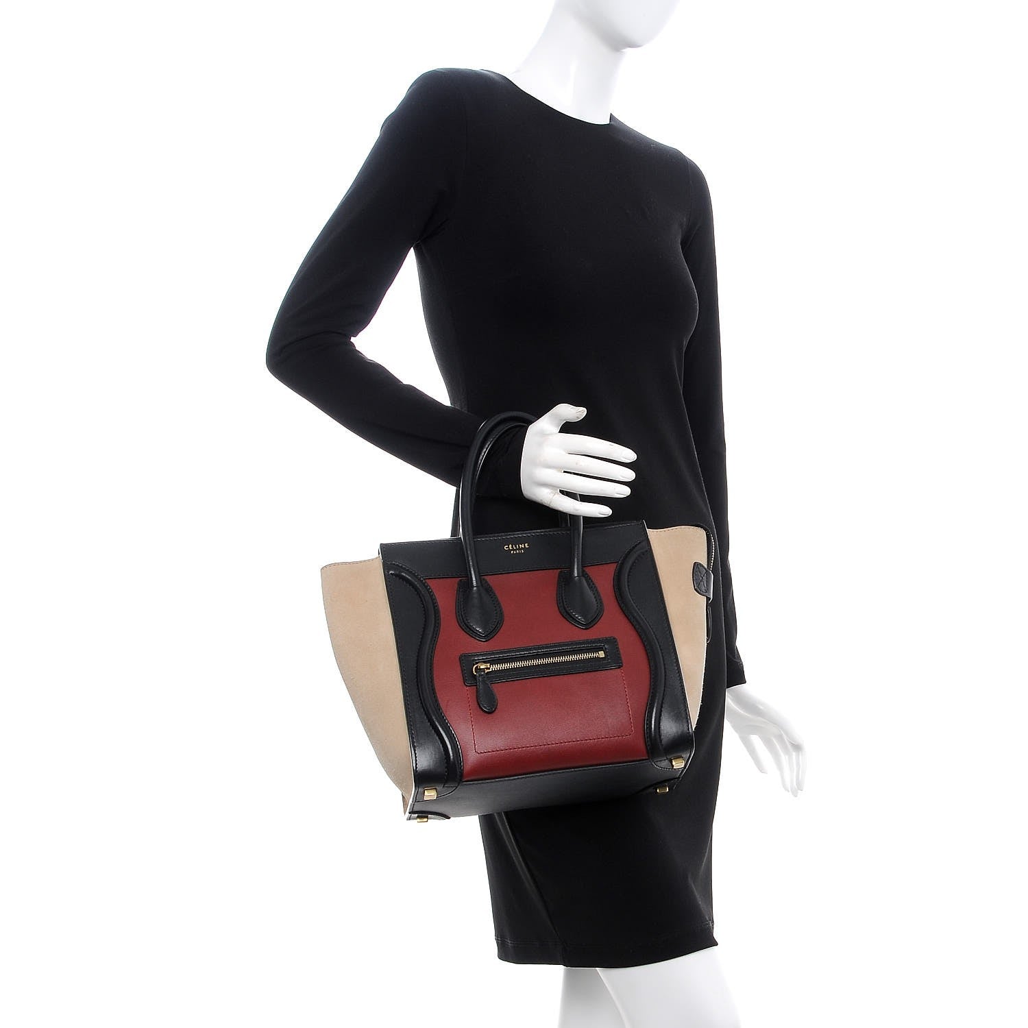 Celine Smooth Calfskin Nubuck Micro Tri-Color Luggage Rust 2 of 6
