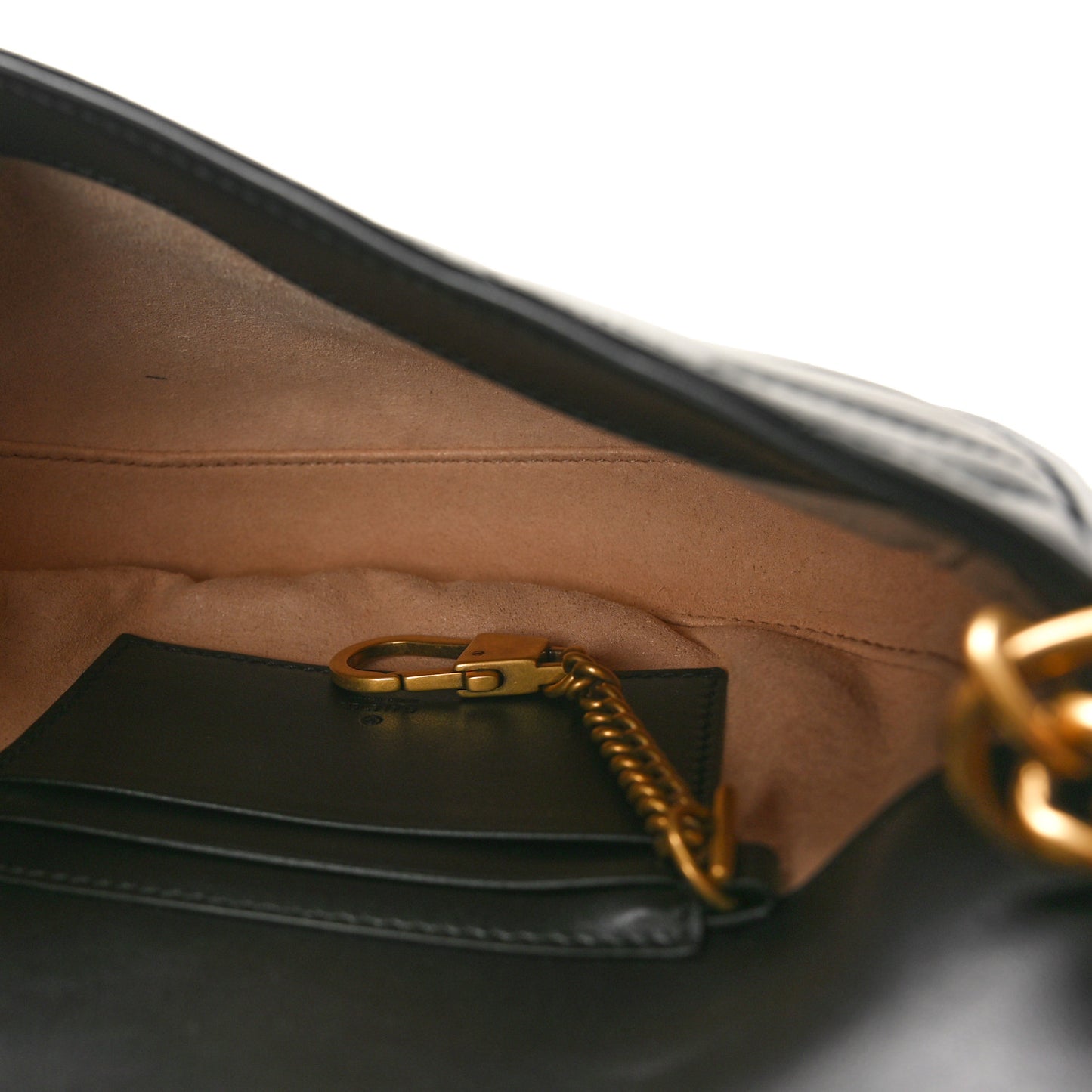 Calfskin Matelasse Mini GG Marmont Chain Half Moon Crossbody Bag Black