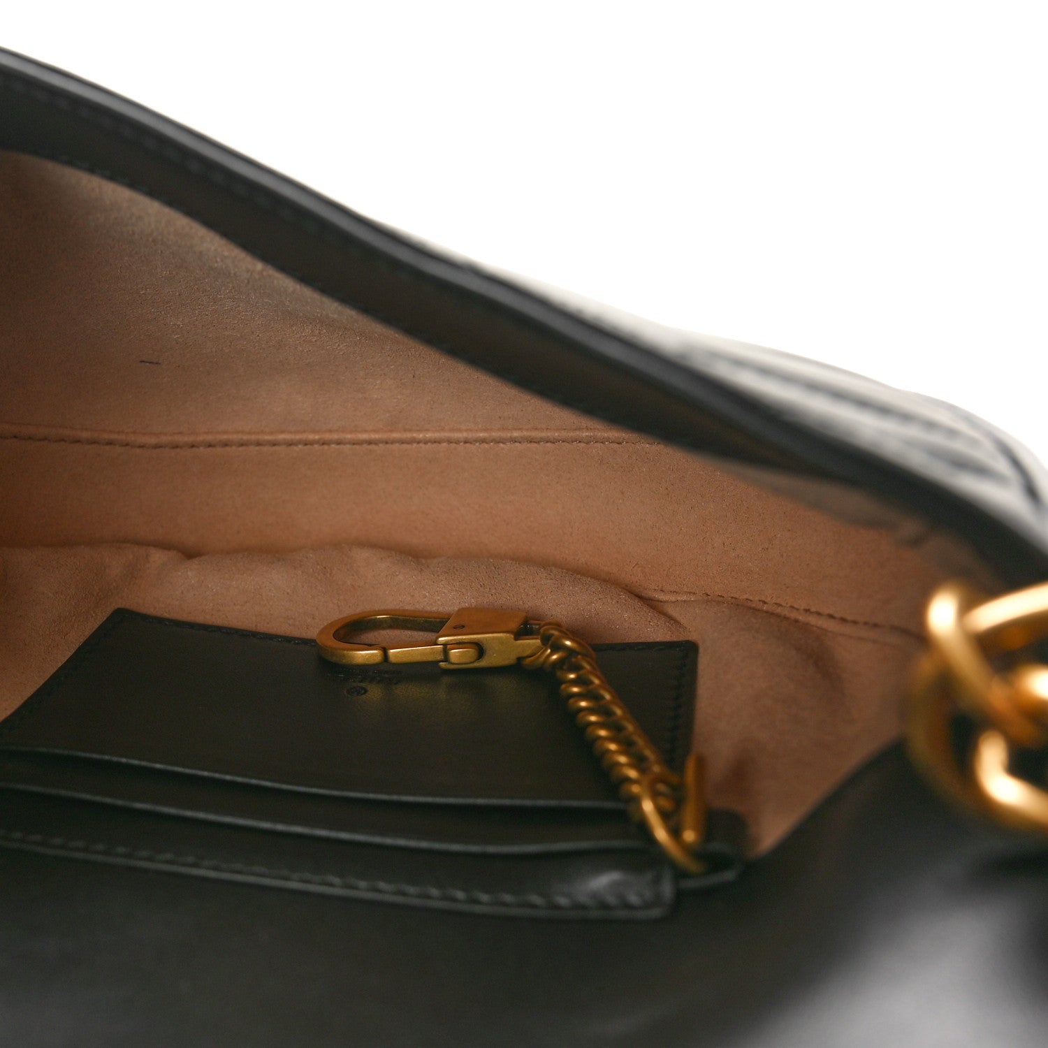 Gucci Calfskin Matelasse Mini GG Marmont Chain Half Moon Crossbody Bag Black 5 of 10