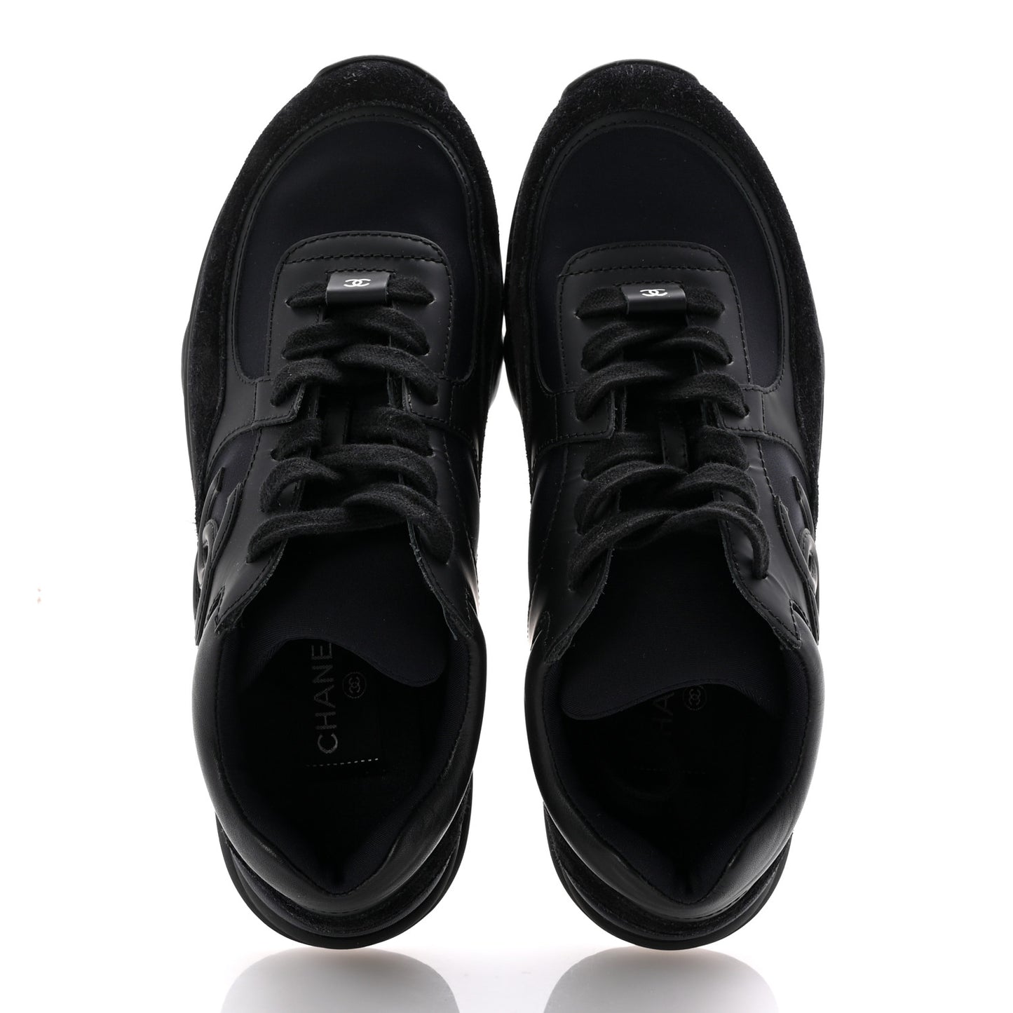Lambskin Fabric CC Uniform Sneakers 39 Black