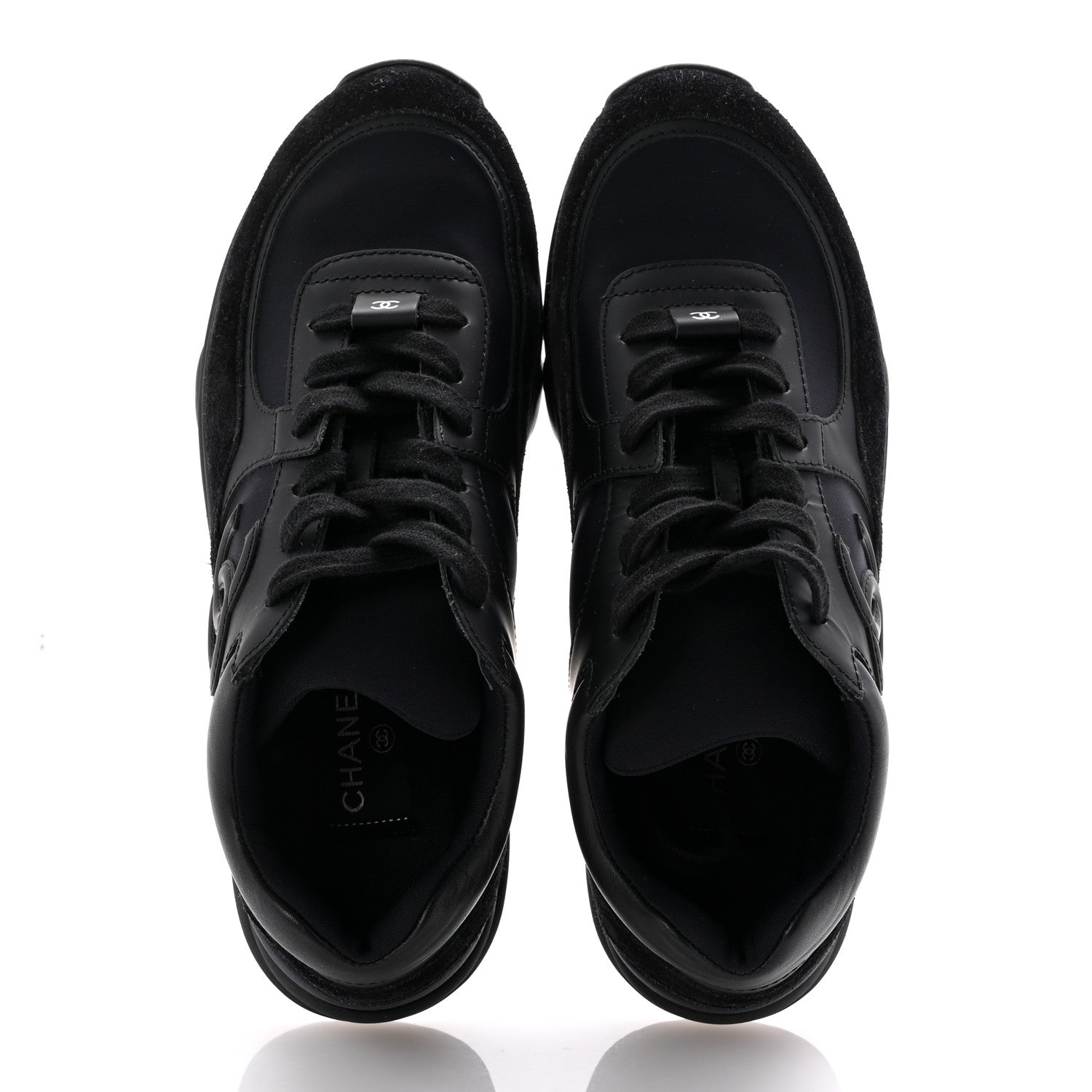 Chanel Lambskin Fabric CC Uniform Sneakers 39 Black 2 of 8