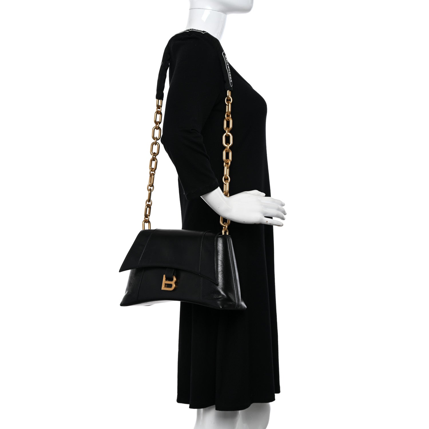 Balenciaga Paper Calfskin S Downtown Chain Shoulder Bag Black 2 of 10