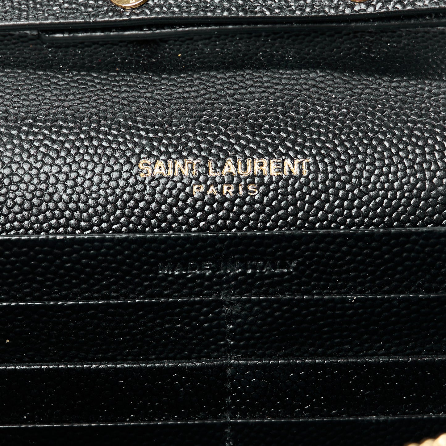 Grain De Poudre Matelasse Chevron Monogram Chain Wallet Black