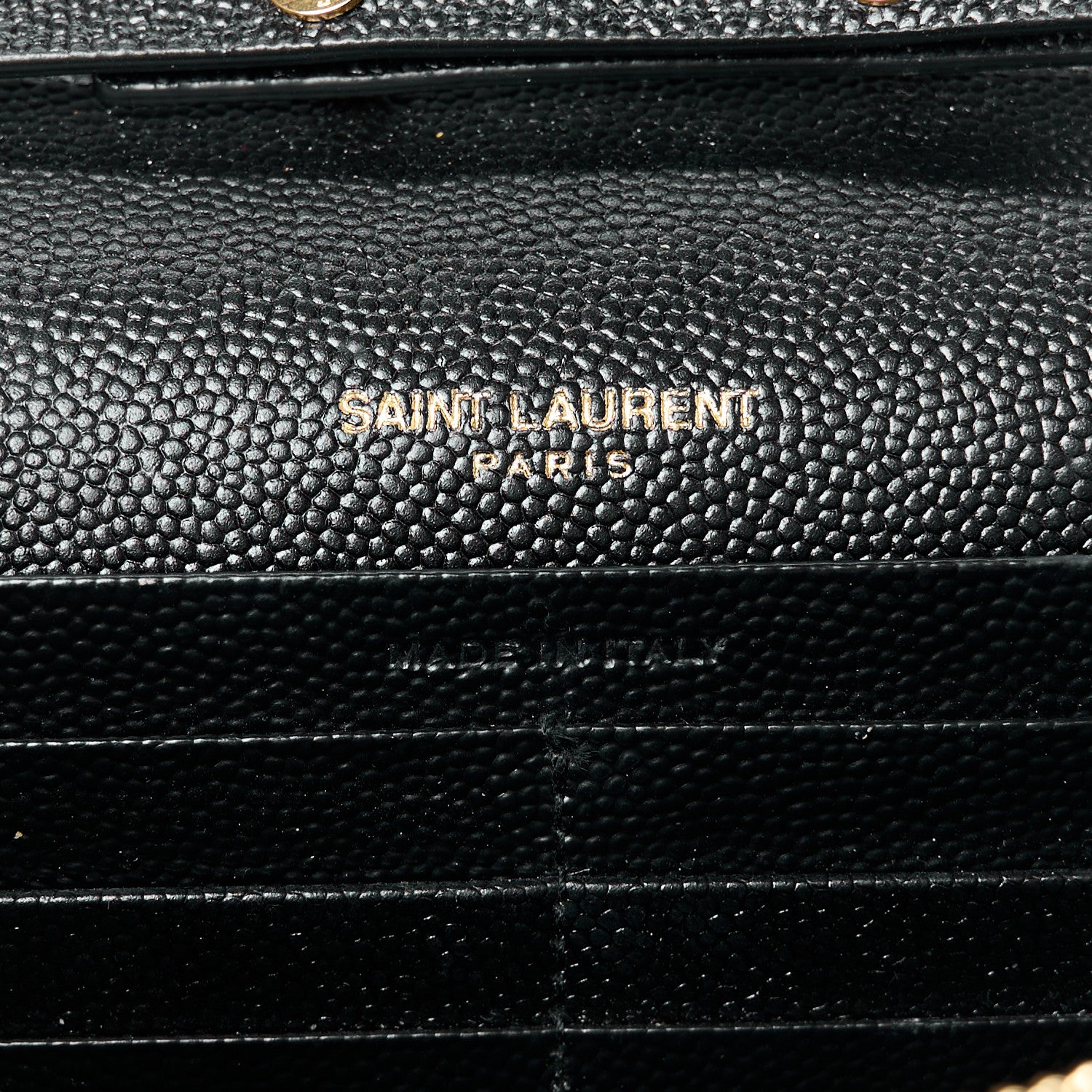 Saint Laurent Grain De Poudre Matelasse Chevron Monogram Chain Wallet Black 6 of 9