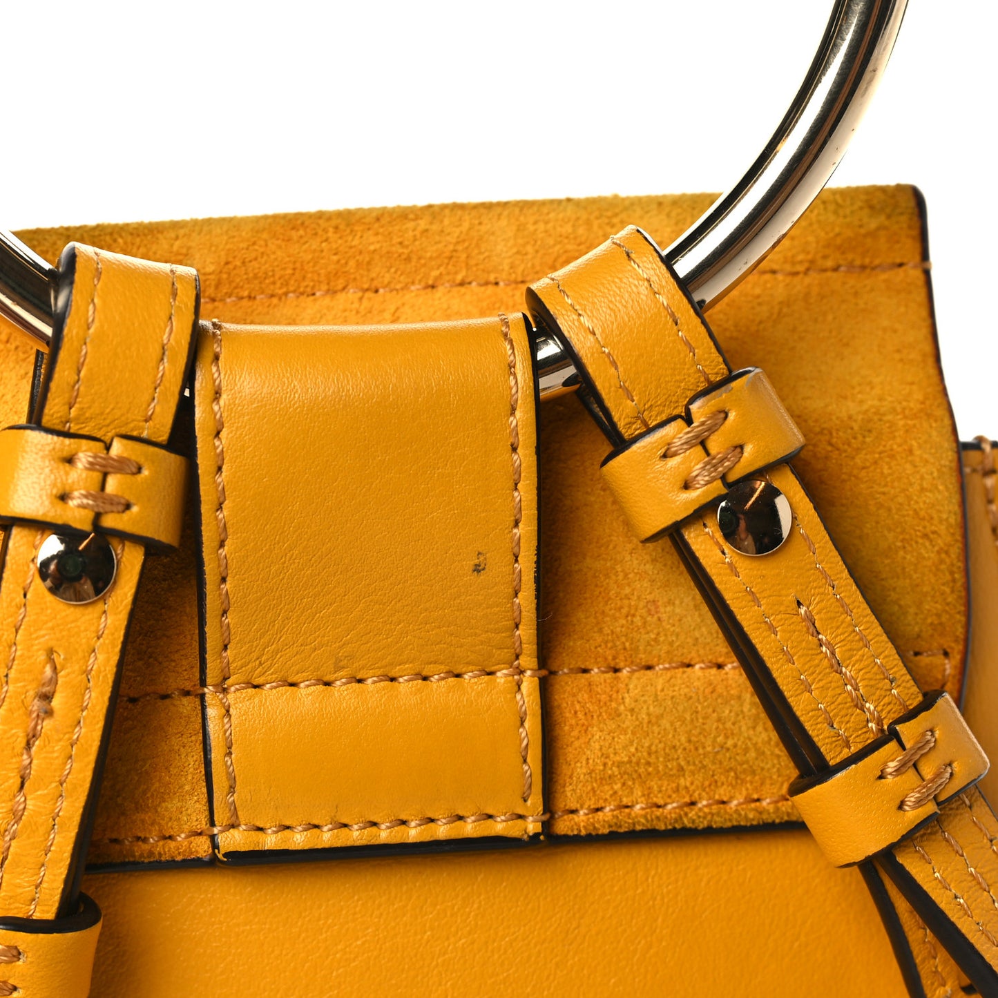 Suede Calfskin Mini Faye Bracelet Bag Sunflower