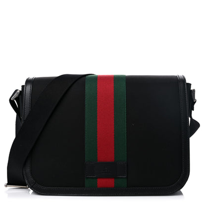 Gucci Techno Canvas Web Flap Messenger Bag Black 1 of 11